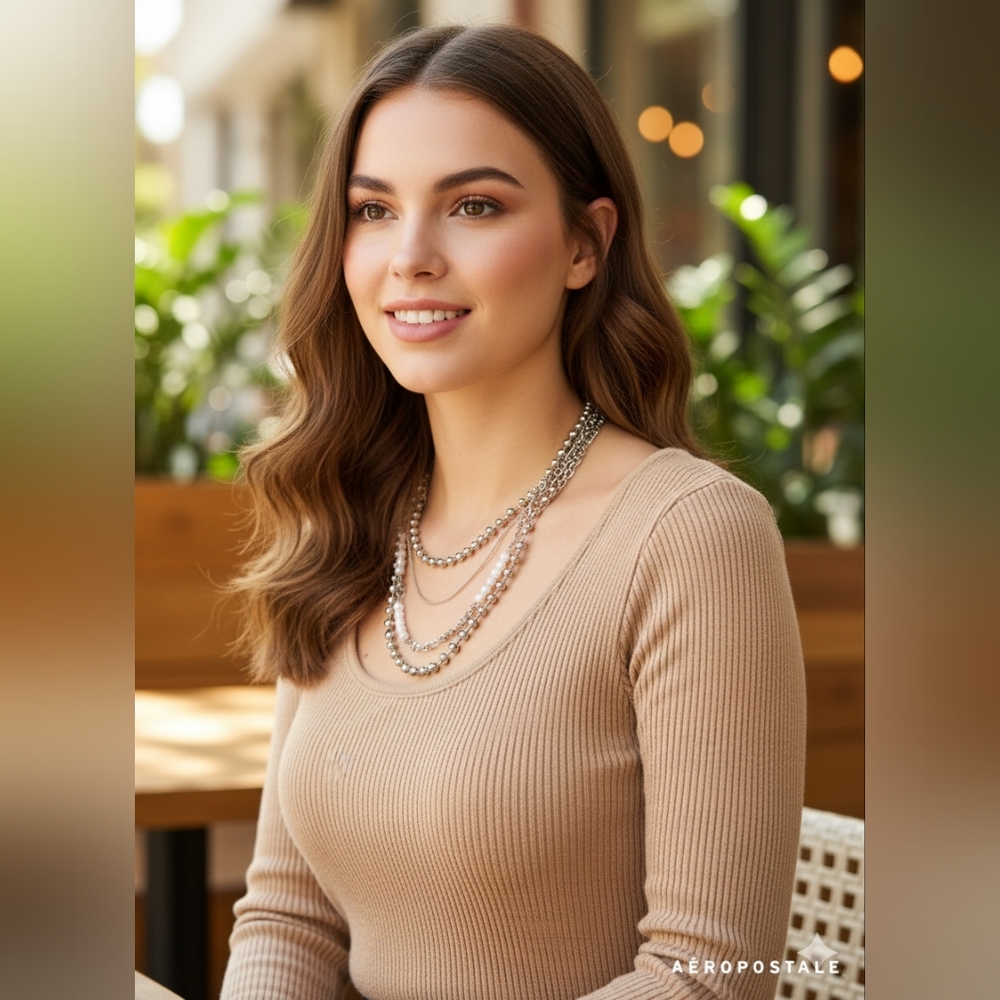 Aeropastle Silver balls and faux pearls necklace bundle